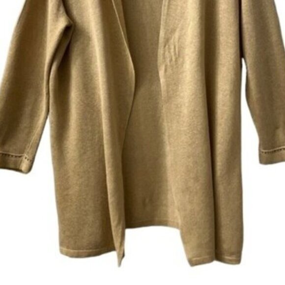 NWOT J. Jill Women's Beige Open Front Long Cardigan Linen Blend Small - Picture 3 of 10